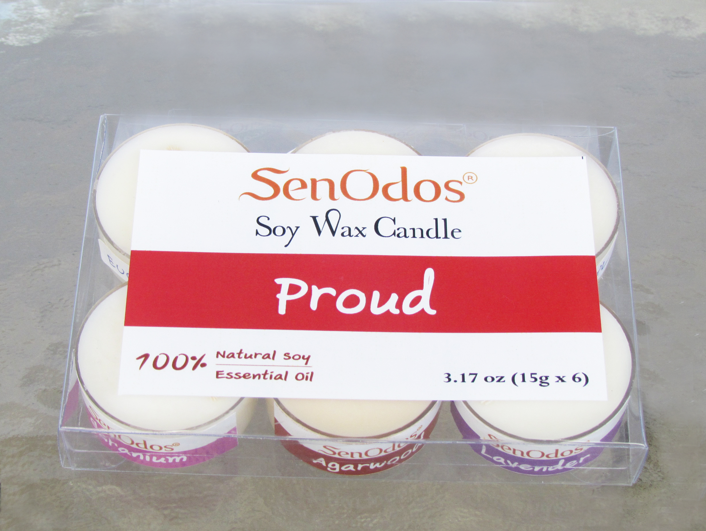 SenOdos กลิ่นภาคภูมิใจ Soy Candles Aroma Proud (ภาคภูมิใจ) เทียนหอมอโรม่า เทียนทีไลท์ ขนาดพกพา ขนาดทดลอง 15 g. (แพ็ค 6 ชิ้น)