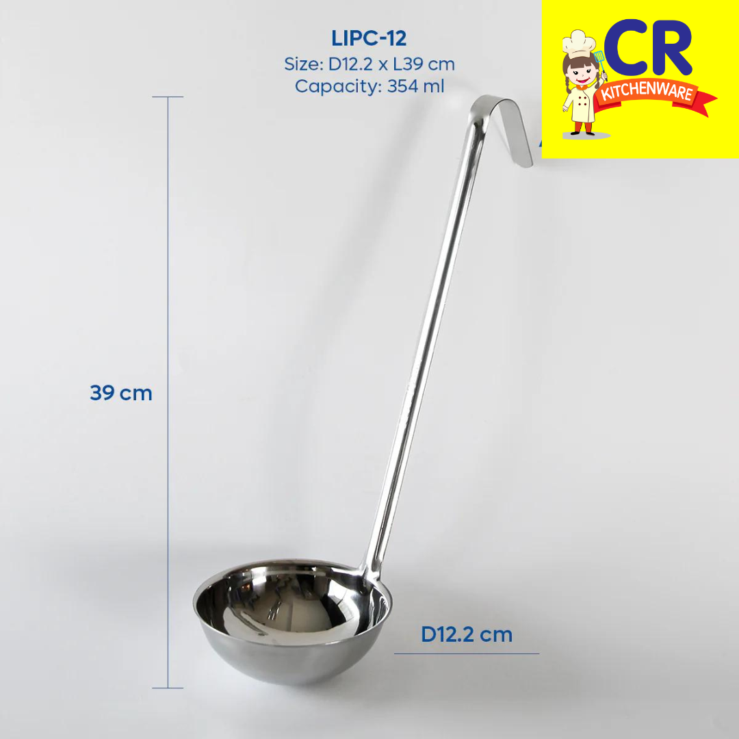 กระบวยสแตนเลส กระบวยตักน้ำซุป ปลายงอ