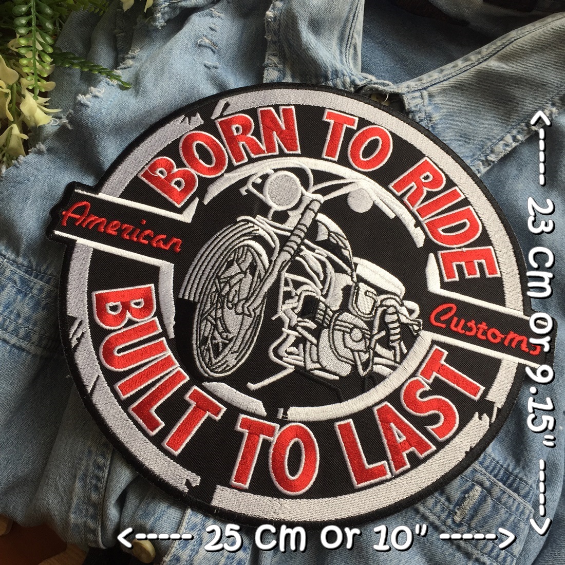 Born to Ride ไบค์เกอร์ ตัวรีดติดเสื้อ อาร์มรีด อาร์มปัก ตกแต่งเสื้อผ้า หมวก กระเป๋า แจ๊คเก็ตยีนส์ Embroidered Iron on Patch ไซส์ใหญ่