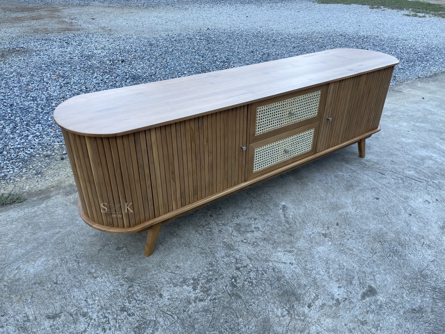 ไซด์บอร์ดซี่ลอนลิ้นชักหวาย (สีสัก)