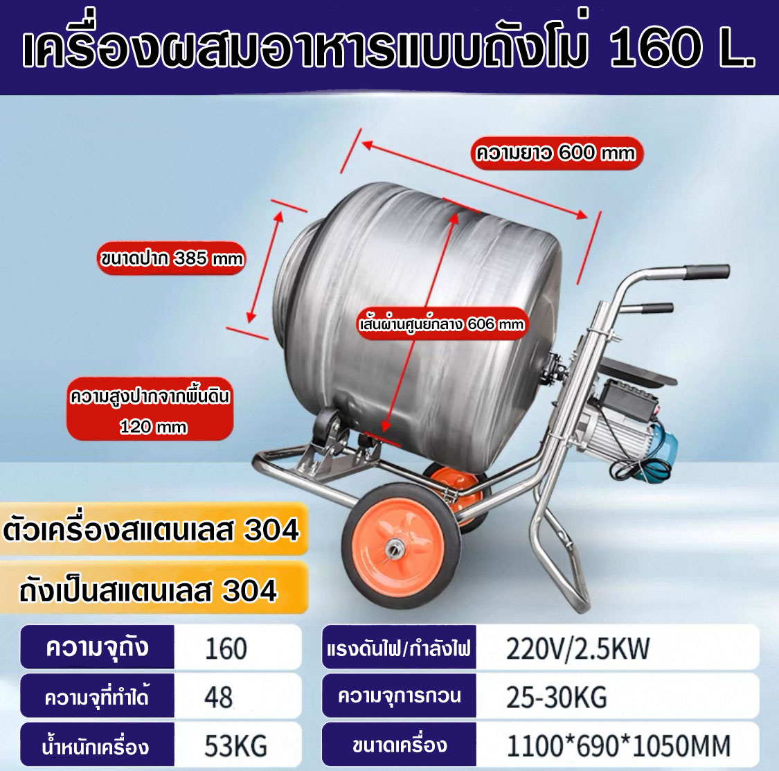 เครื่องผสมอาหาร นวดแป้ง 50 กิโล