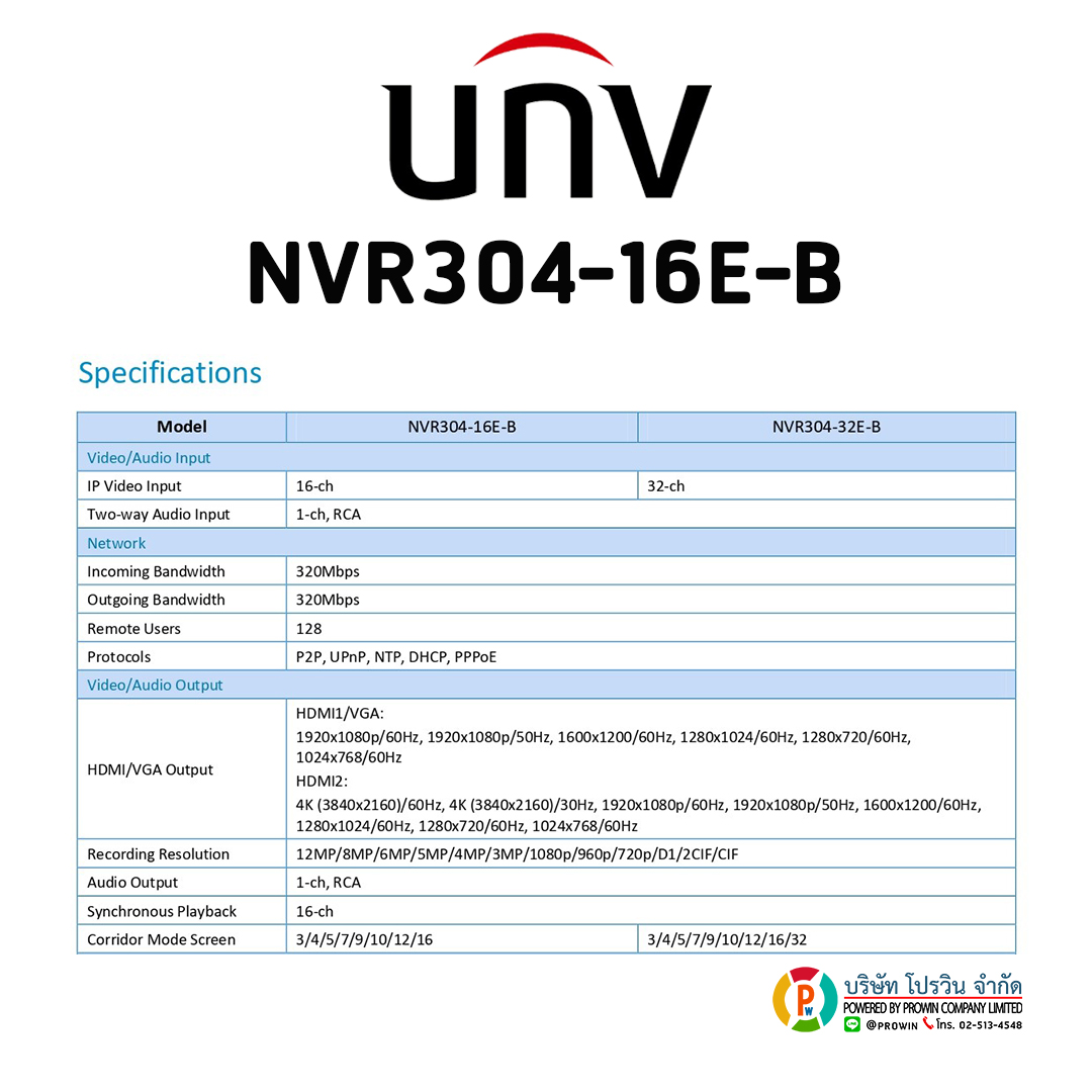 UNIVIEW 16 CHANNEL NVR304-16E-B