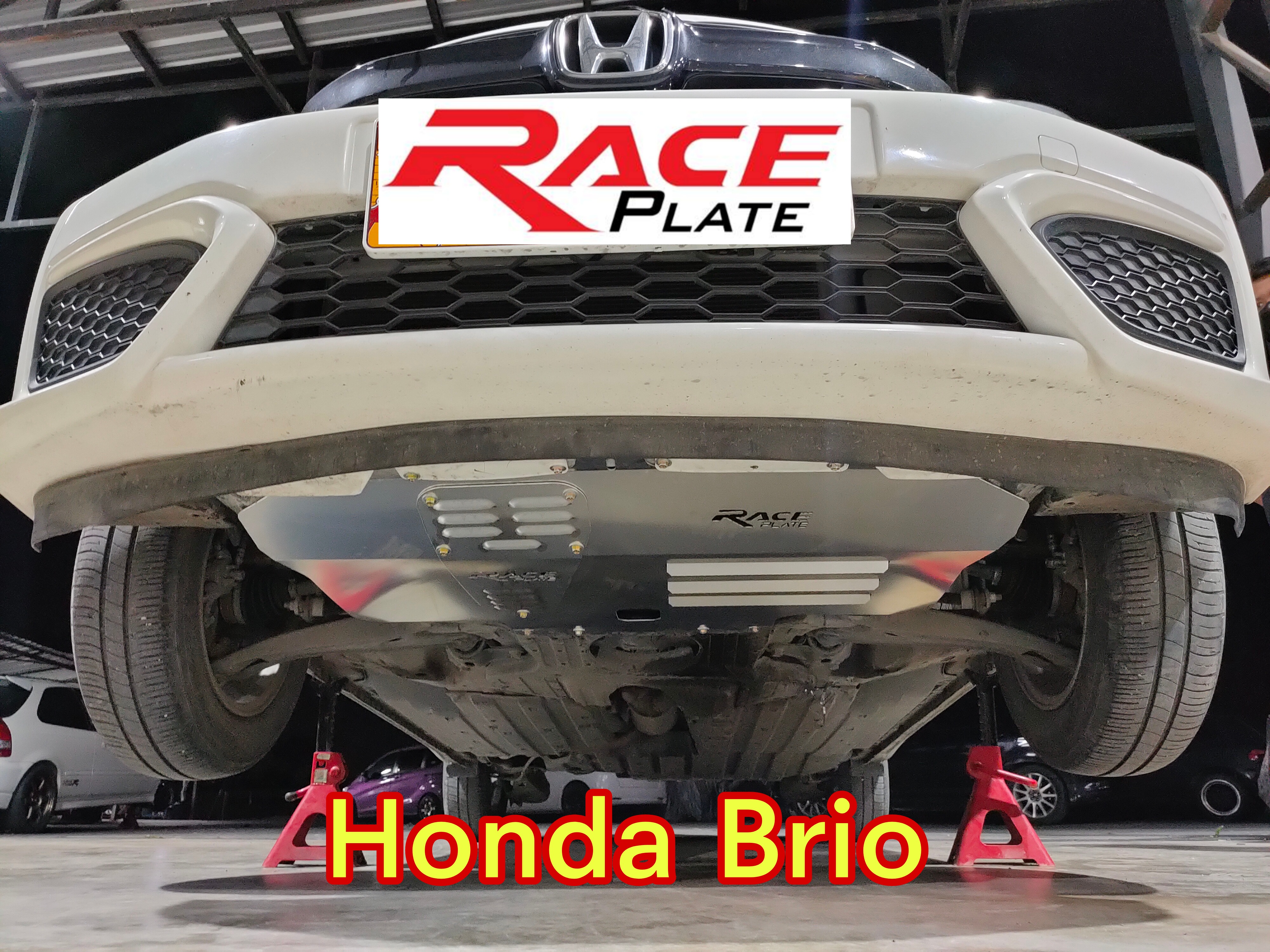 แผ่นปิดใต้ห้องเครื่องอลูมิเนียม Honda Brio Mobilio Raceplate_Undertray