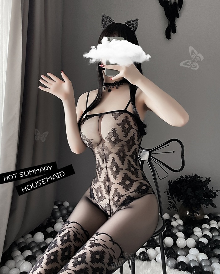 K064 ชุดถุงน่องเปิดเป้าเต็มตัว ชุดบอดี้สต๊อกกิ้งเนื้อถุงน่องใส่เต็มตัวมาในแบบสายเดี่ยวเกาะอก ตัวชุดเป็นลายสวยๆช่วงล่างเป็นแบบเปิดเป้าตามรูปถ่ายสินค้าจริง