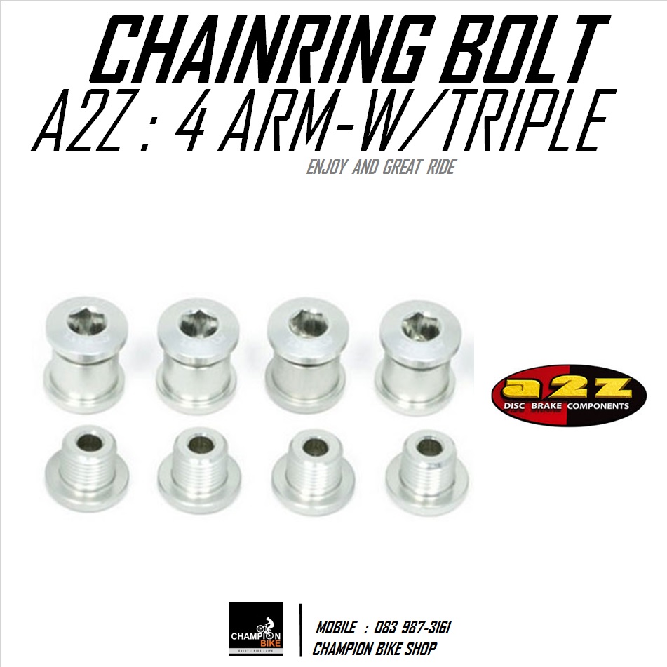 น็อตยึดใบจาน สีเงิน A2Z : CHAINRING BOLT SET SILVER COLOR (4 ARM CRANK W/TRIPLE)
