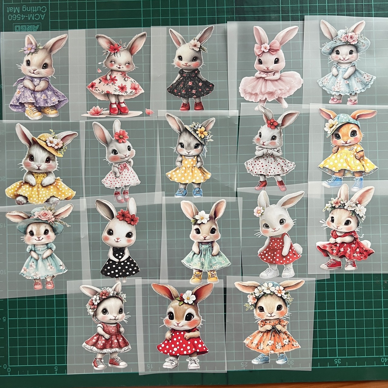 ตัวรีดติดเสื้อ กระต่าย เดรส น่ารัก ฟิลม์รีดร้อน พิมพ์ลาย สติกเกอร์รีดติดเสื้อ สกรีนลาย ฟิลม์ DFT DTF