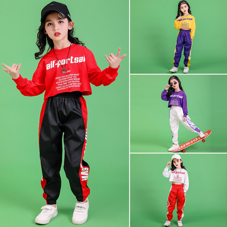 GS1/🧸พร้อมส่ง🧸ชุดเด็กผู้หญิง HIp Hop ชุดเต้นเด็กสไต์เท่ๆ (ขายแยกเสื้อ/กางเกง)
