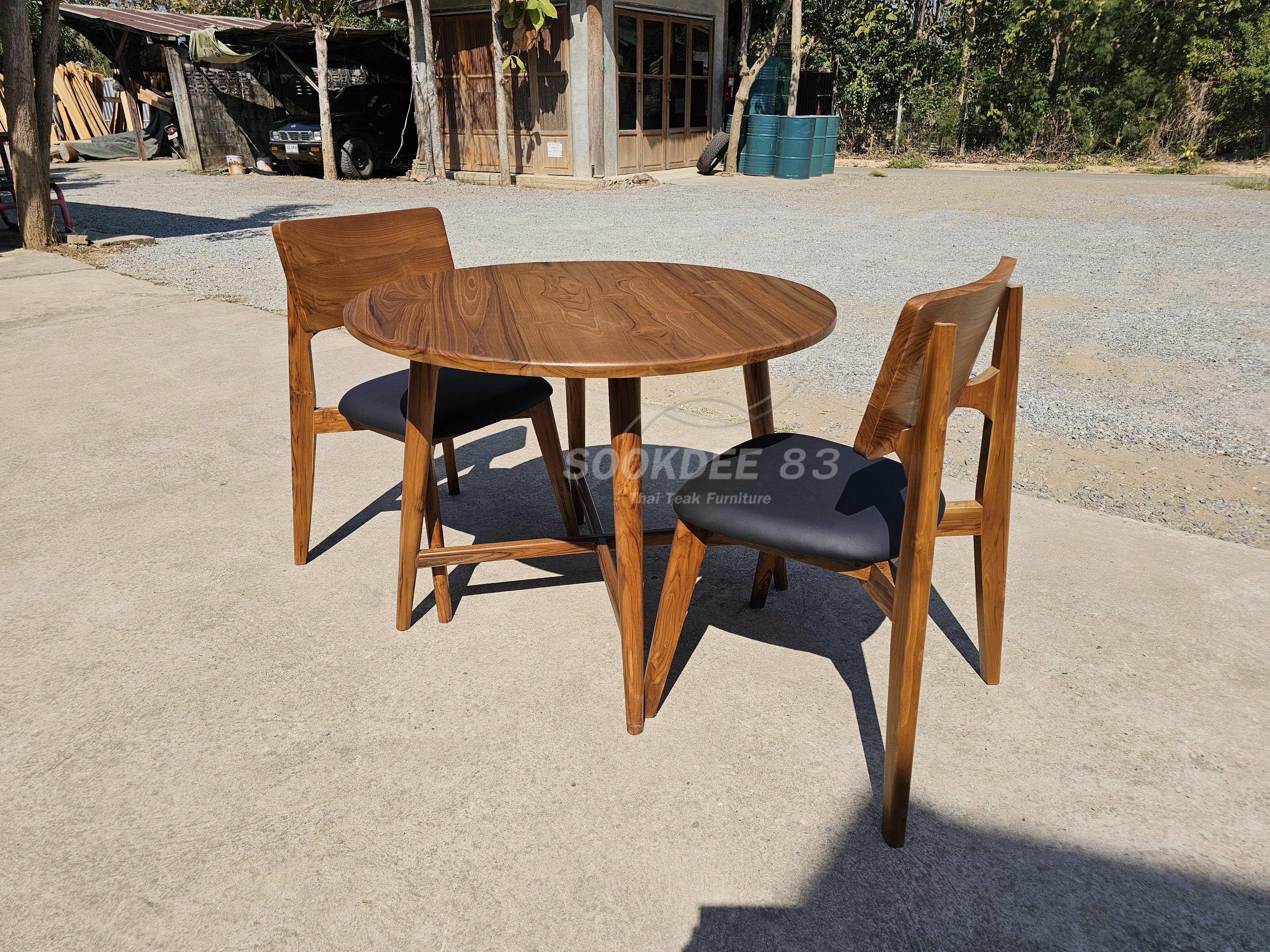 ชุดโต๊ะกลมอะเมซอนมีที่วางเท้า 1 ม. เก้าอี้โรบอทมีเบาะ