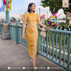 กระโปรงผ้าไทย รุ่น Palate สีเหลือง