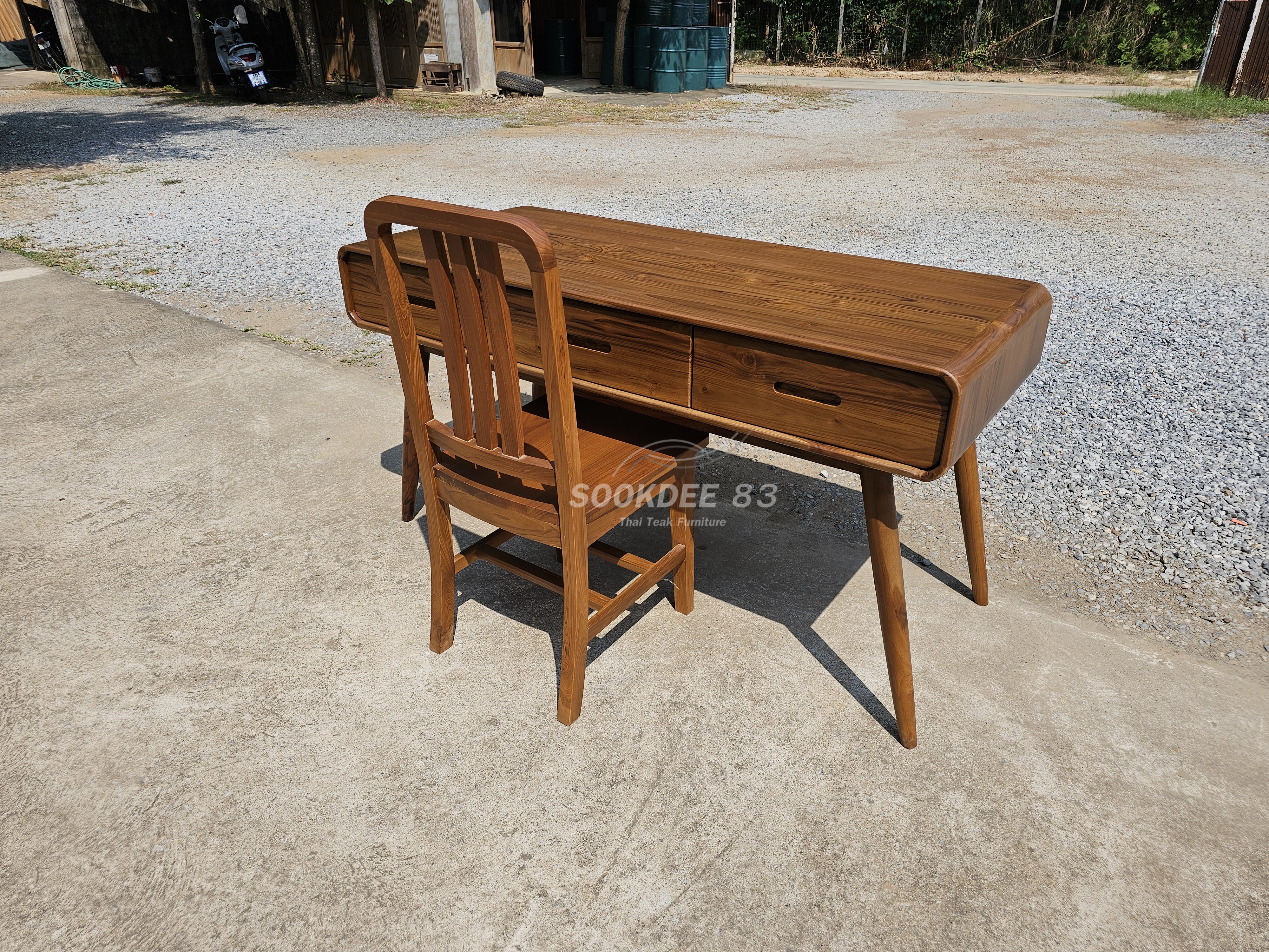 โต๊ะทำงานสไตล์มินิมอล 1.50 ม. 3 ลิ้นชักพร้อมเก้าอี้