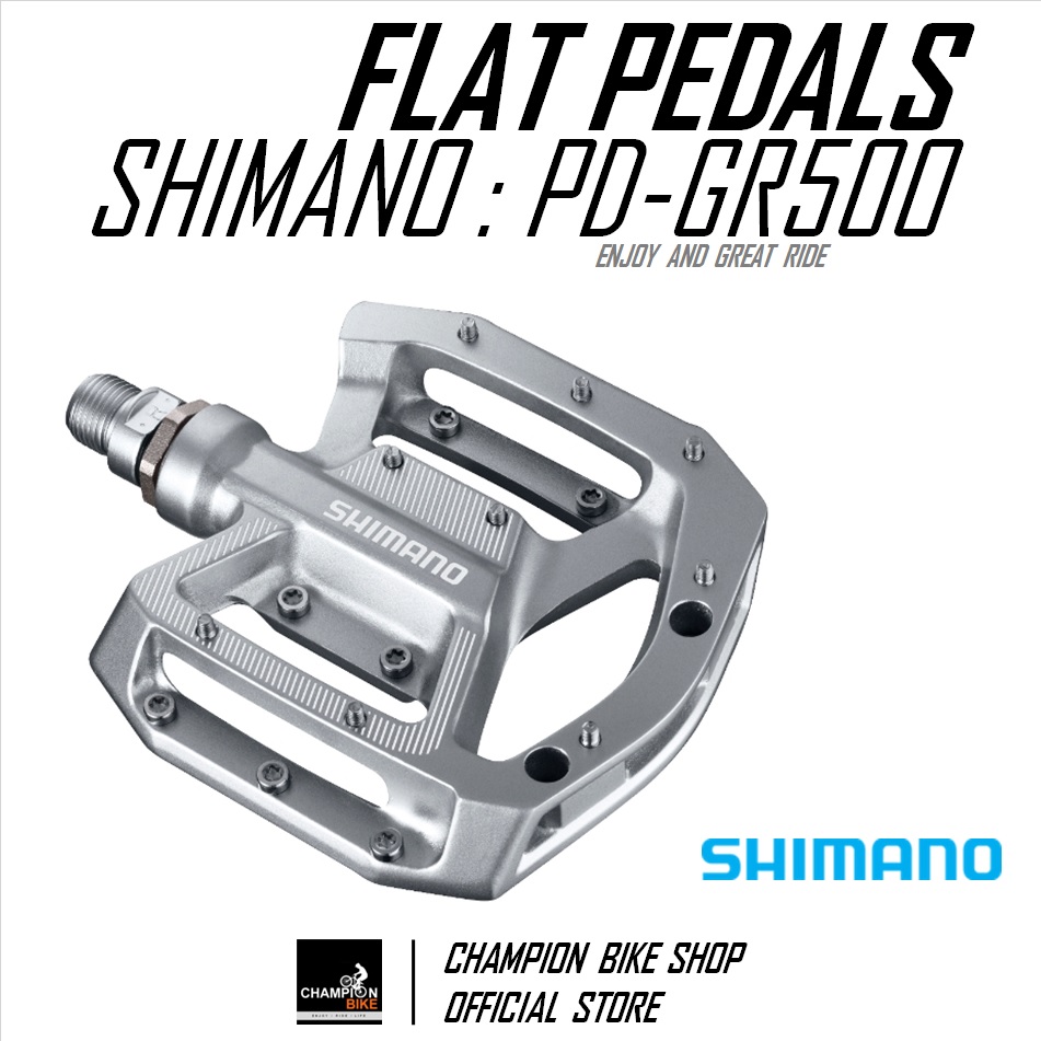 บันไดเสือภูเขา บันไดทัวร์ริ่ง บันไดDOWNHILL SHIMANO : PD-GR500 MTB DOWNHILL FREERIDE FLAT PEDALS สีเงิน