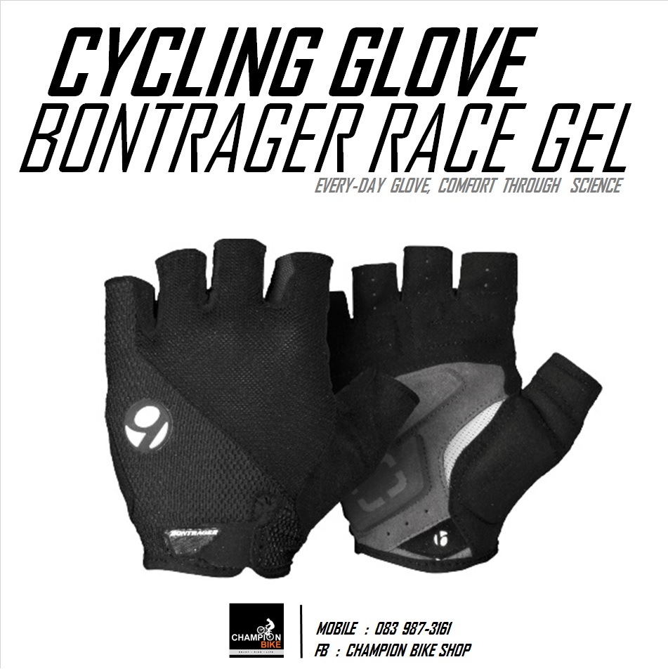ถุงมือจักรยาน BONTRAGER : RACE GEL CYCLING GLOVE สีดำ-เทา