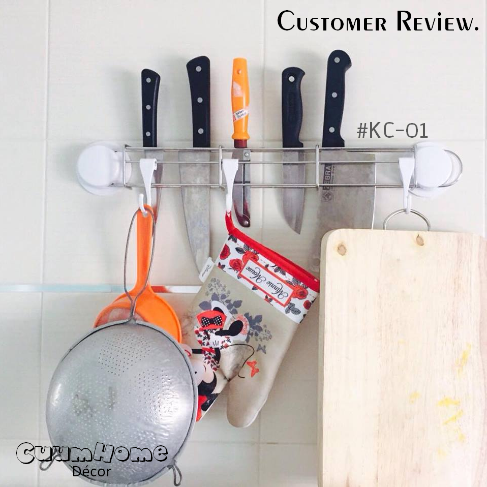 KC-01 ชั้นวางมีด พร้อม Hook ไม่ต้องเจาะผนัง