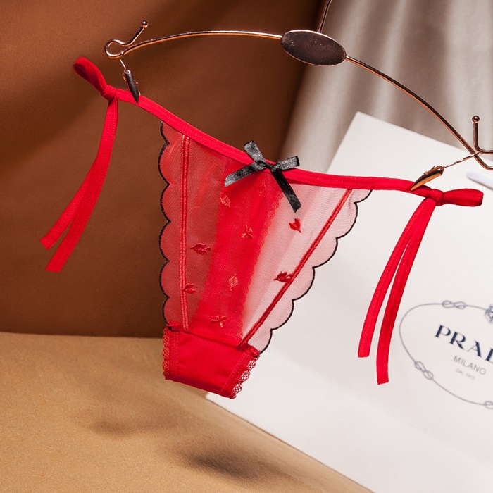 NA011 กางเกงในซีทรูแบบผูกข้าง กางเกงในผ้าซีทรูปักลายดอกไพ่มาในแบบผูกข้าง2ฝั่งตามรูปถ่ายเลยค่ะ