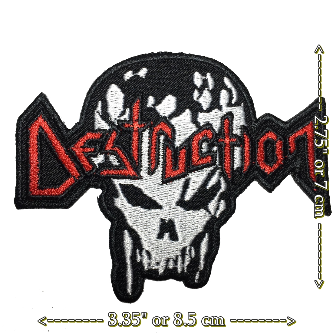 Destruction กะโหลก ตัวรีดติดเสื้อ อาร์มรีด อาร์มปัก ตกแต่งเสื้อผ้า หมวก กระเป๋า แจ๊คเก็ตยีนส์ Rock Iron on Embroidered Patch