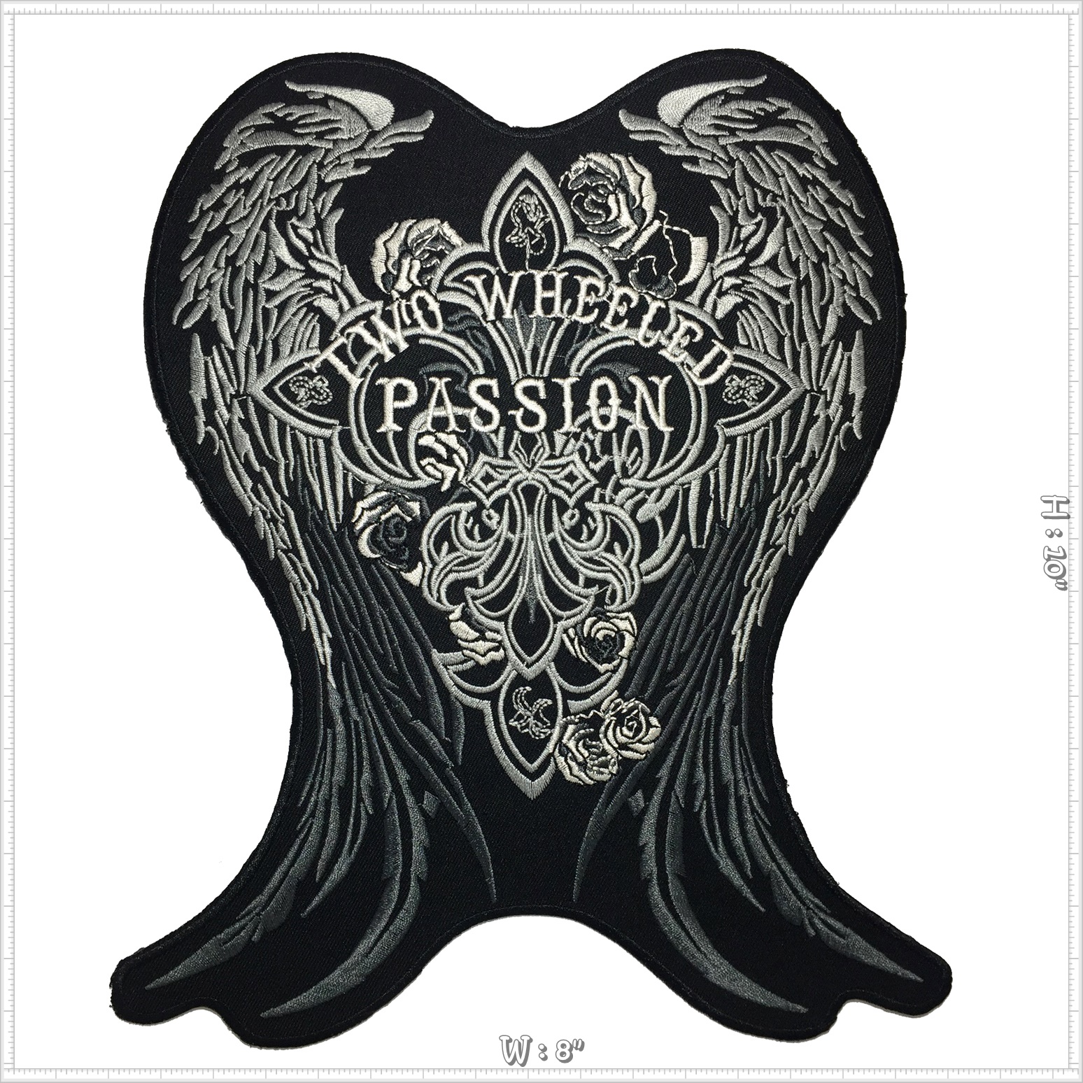 Passion Biker ปีกนางฟ้า ตัวรีดติดเสื้อ อาร์มรีด อาร์มปัก ตกแต่งเสื้อผ้า หมวก กระเป๋า แจ๊คเก็ตยีนส์ Embroidered Iron on Patch ไซส์ใหญ่