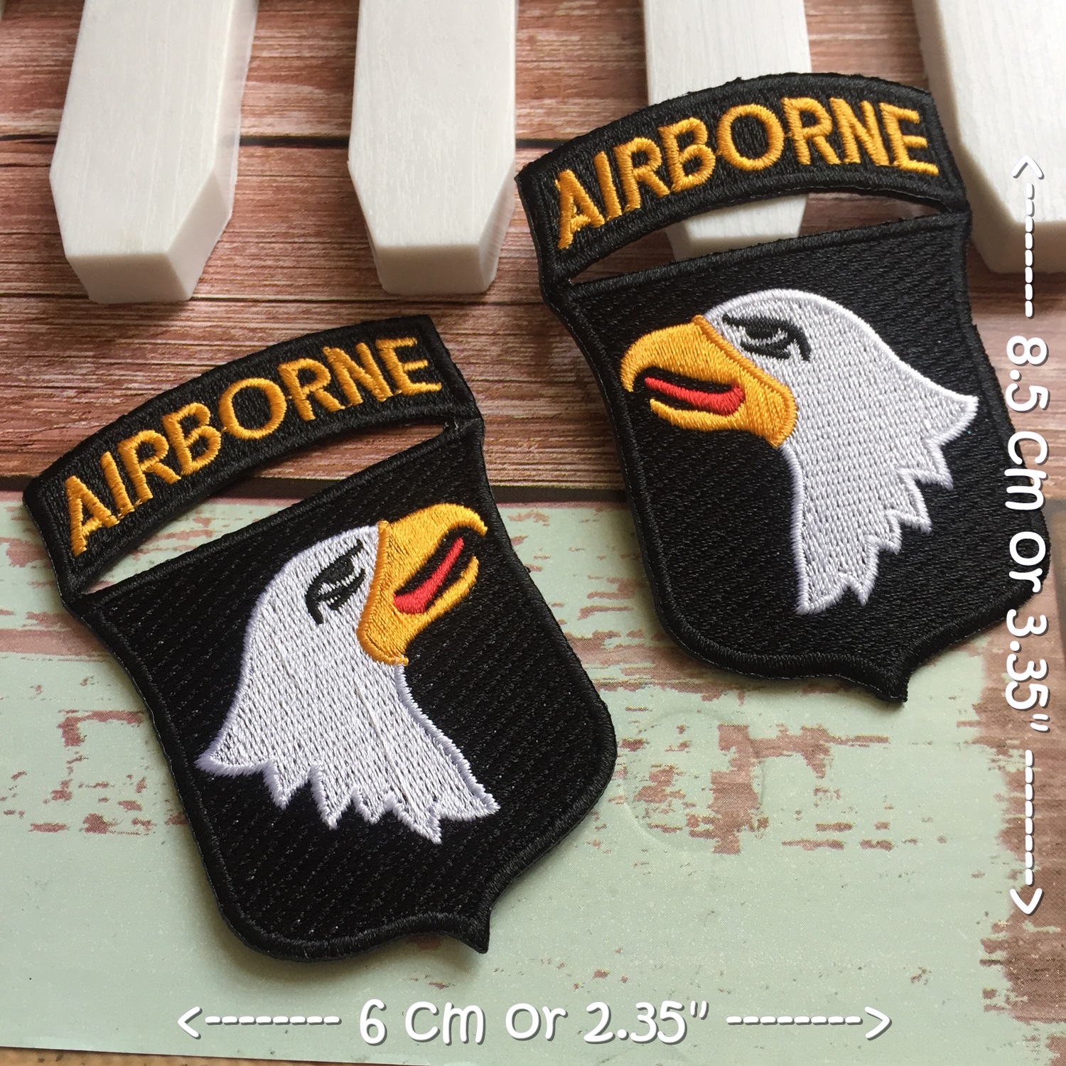 อาร์มติดเครื่องแบบ Set 2 ชิ้น ซ้าย ขวา Airborne ตัวรีดติดเสื้อ รีดติดเสื้อผ้า หมวก กระเป๋า แจ๊คเก็ตยีนส์ Badge Embroidered Iron on Patch