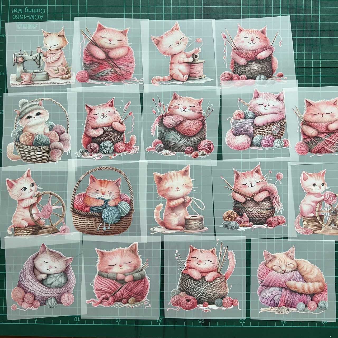 ตัวรีดติดเสื้อ แมว โครเชท์ ฟิลม์รีดร้อน พิมพ์ลาย สติกเกอร์รีดติดเสื้อ สกรีนลาย ฟิลม์ DFT DTF