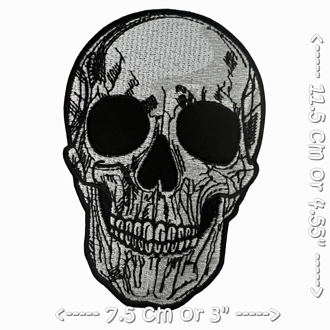 กะโหลก Horror ตัวรีดติดเสื้อ อาร์มรีด อาร์มปัก ตกแต่งเสื้อผ้า หมวก กระเป๋า แจ๊คเก็ตยีนส์ Dark Embroidered Iron on Patch