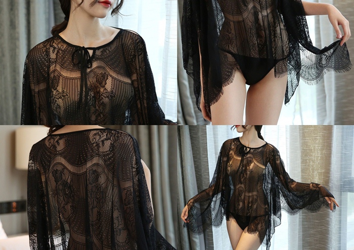 N552 ชุดนอนลูกไม้เซ็กซี่ ชุดนอนผ้าลูกไม้ลายสวยๆเนื้อนิ่มๆมาในแบบเสื้อปีกผีเสื้อ ช่วงคอด้านหน้ามีเชือกสำหรับผูกเป็นโบว์ เสื้อลูกไม้สวยๆถ้าชอบใส่แบบสบายๆแนะนำเลยค่ะ ***รหัสนี้สาวอวบก็ใส่ได้นะคะ