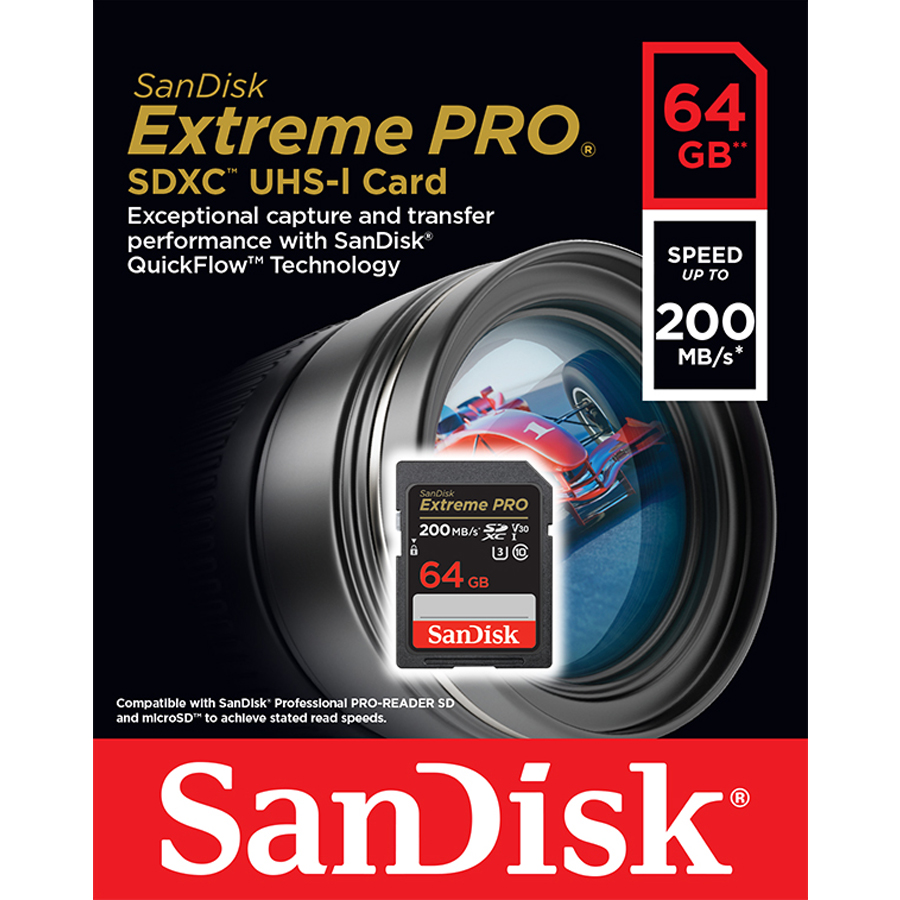 SanDisk Ultra SD Card ClassU3 64GB Speed 200MB/s / 90MB/s R/W (SDSDXXU-064G-GN4IN) SDXC เมมโมรี่การ์ด สำหรับ SDCARD กล้องมิลเลอร์เลส DSLR Mirrorless ประกันตลอดอายุการใช้งาน