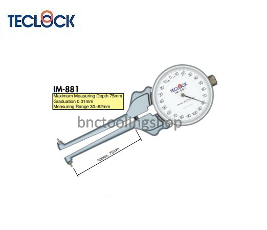 ไดอัลเกจวัดรููในขนาด 30-62มิล ความละเอียด 0.01มิล ,Dial Depth Gauges Range 30-62mm Graduation 0.01mm,TECLOCK,IM-881