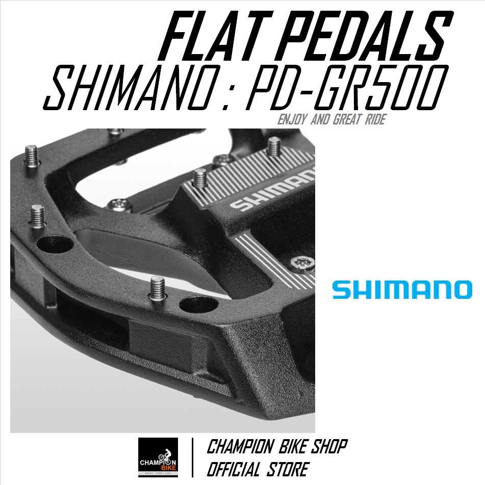 บันไดเสือภูเขา บันไดทัวร์ริ่ง บันไดDOWNHILL SHIMANO : PD-GR500 MTB DOWNHILL FREERIDE FLAT PEDALS สีดำ