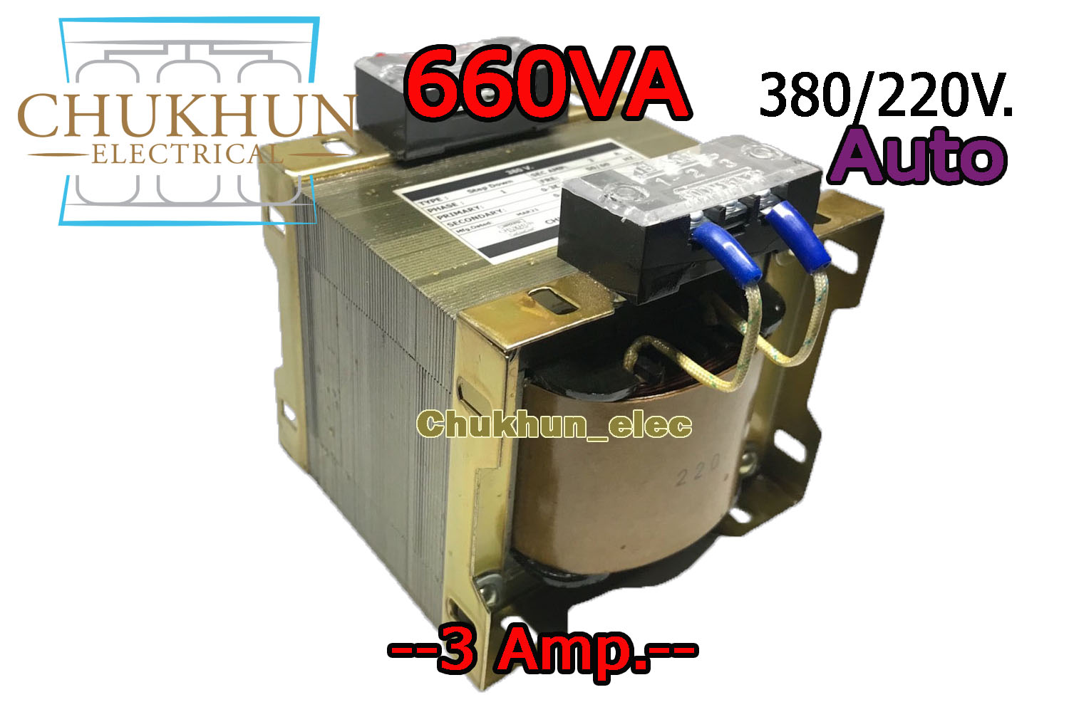 หม้อแปลง Input 380V. Output 220V. 3Amp