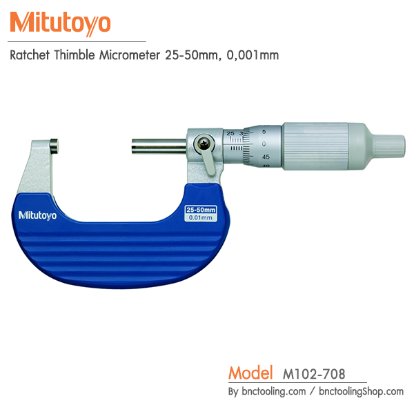 Mitutoyo,Ratchet Thimble Micrometer 25-50mm, 0,001mm,M102-708