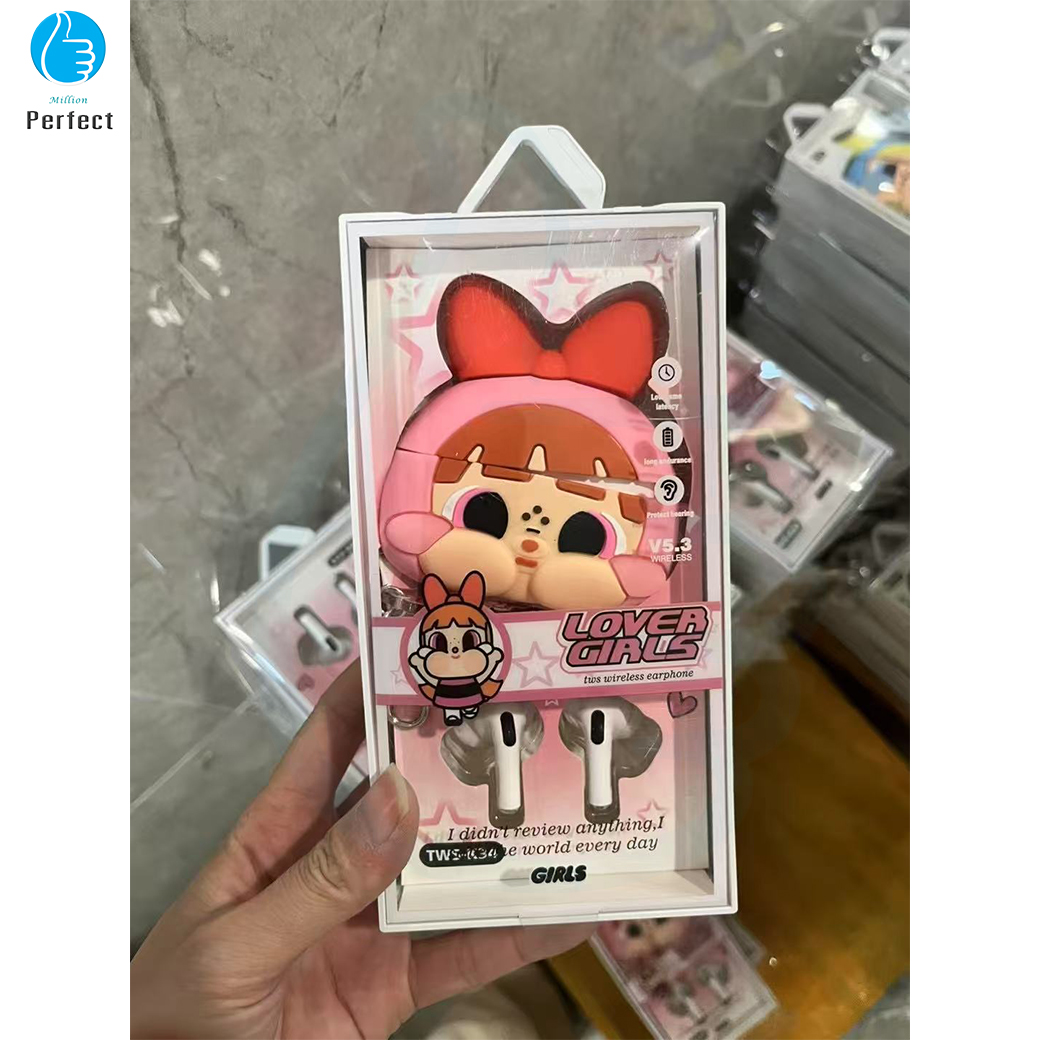 หูฟังไร้สาย Bluetooth แบบอินเอียร์ 3D Powerpuff Girls รุ่น K-34