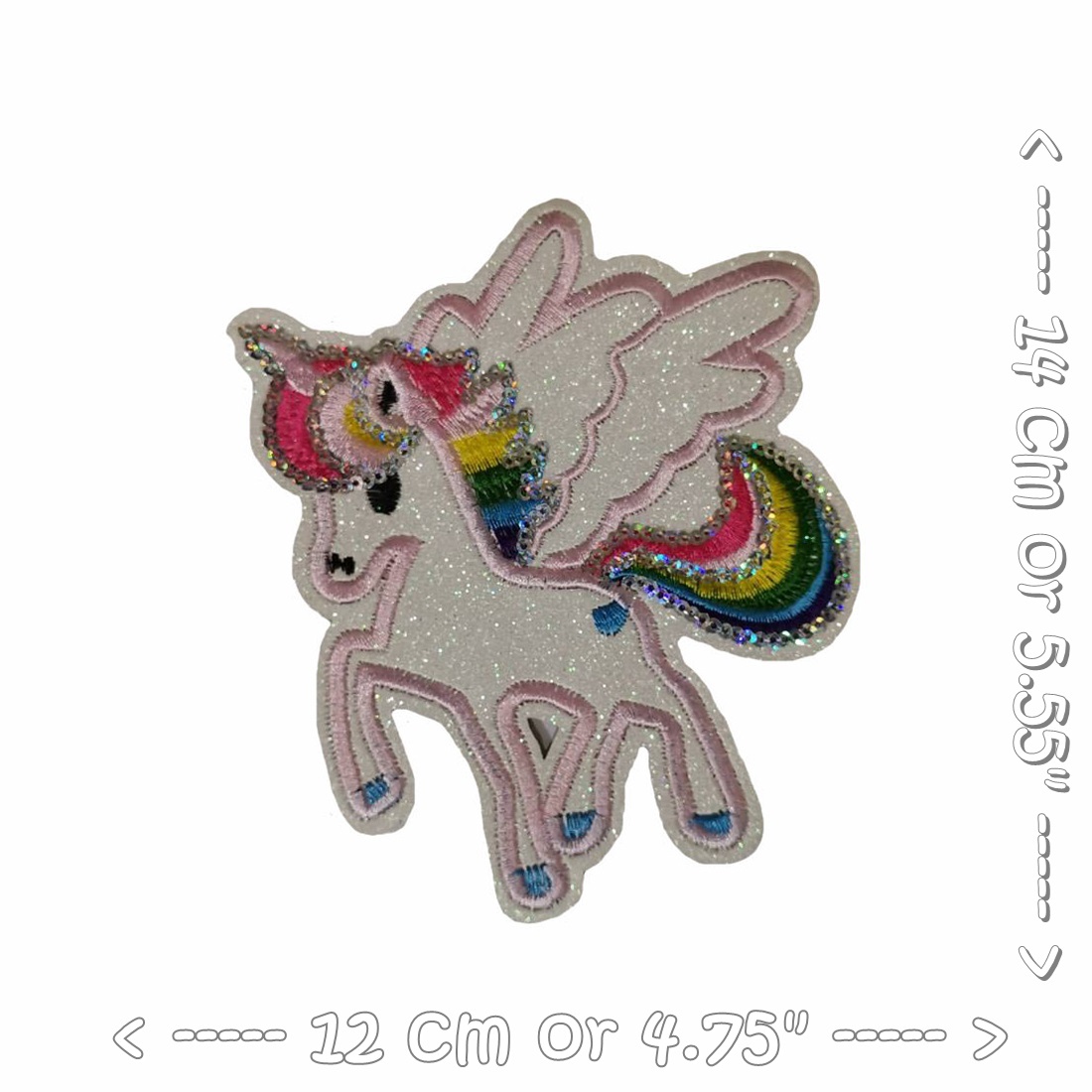 ม้ายูนิคอร์น ผ้ากากเพชรขาว ตัวรีดติดเสื้อ อาร์มรีด อาร์มปัก ตกแต่งเสื้อผ้า หมวก กระเป๋า แจ๊คเก็ตยีนส์ Cute Creature Embroidered Iron on Patch