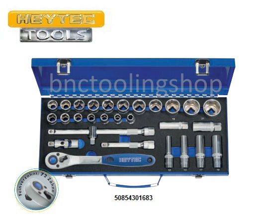 ลูกบ๊อกชุดพร้อมด้ามรู 1/2" x 6เหลี่ยม 28ชิ้น,Socket Set 28pcs,HEYTEC,50854301683