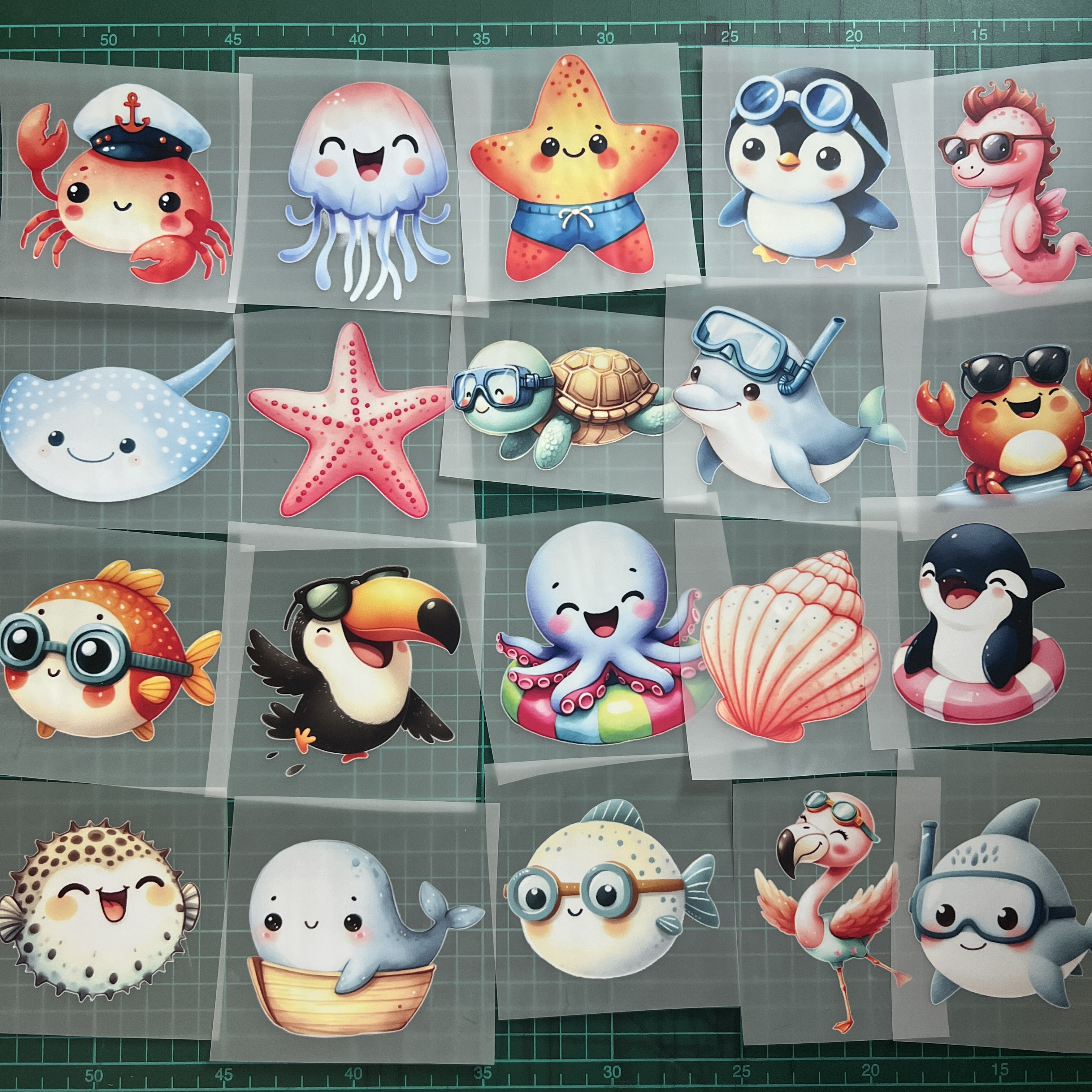 ตัวรีดติดเสื้อ สัตว์ทะเล น่ารัก สติกเกอร์รีดติดเสื้อ การ์ตูน ฟิลม์รีดร้อน พิมพ์ลาย สกรีนลาย ฟิลม์ DFT DTF