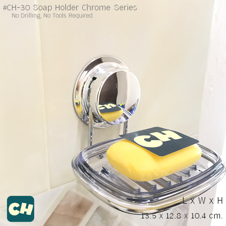 CH-30 ที่วางสบู่ ฐานใส รุ่น Chrome Series ไม่ต้องเจาะผนัง
