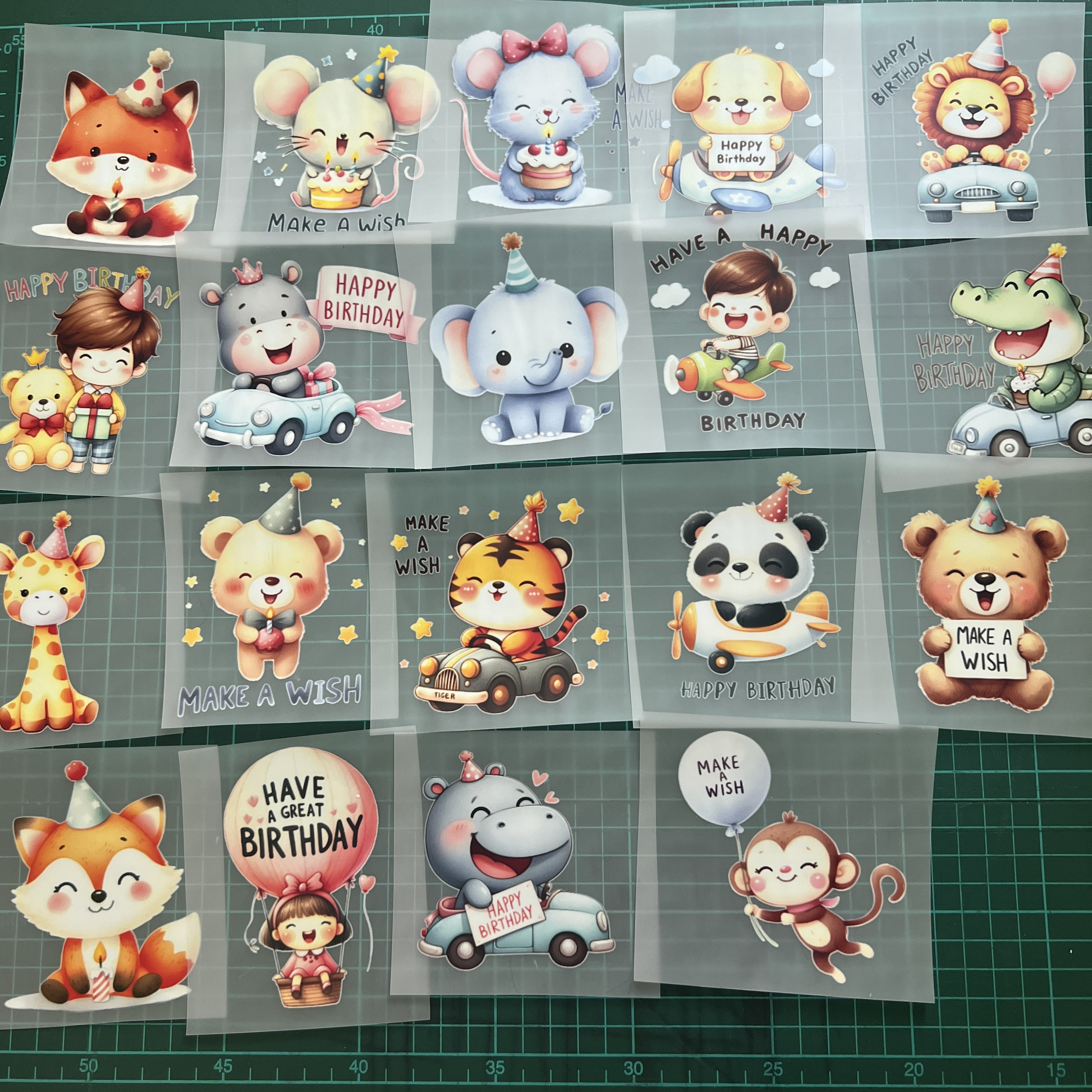 ตัวรีดติดเสื้อ การ์ตูน วันเกิด สติกเกอร์รีดติดเสื้อ ฟิลม์รีดร้อน พิมพ์ลาย สกรีนลาย ฟิลม์ DFT DTF