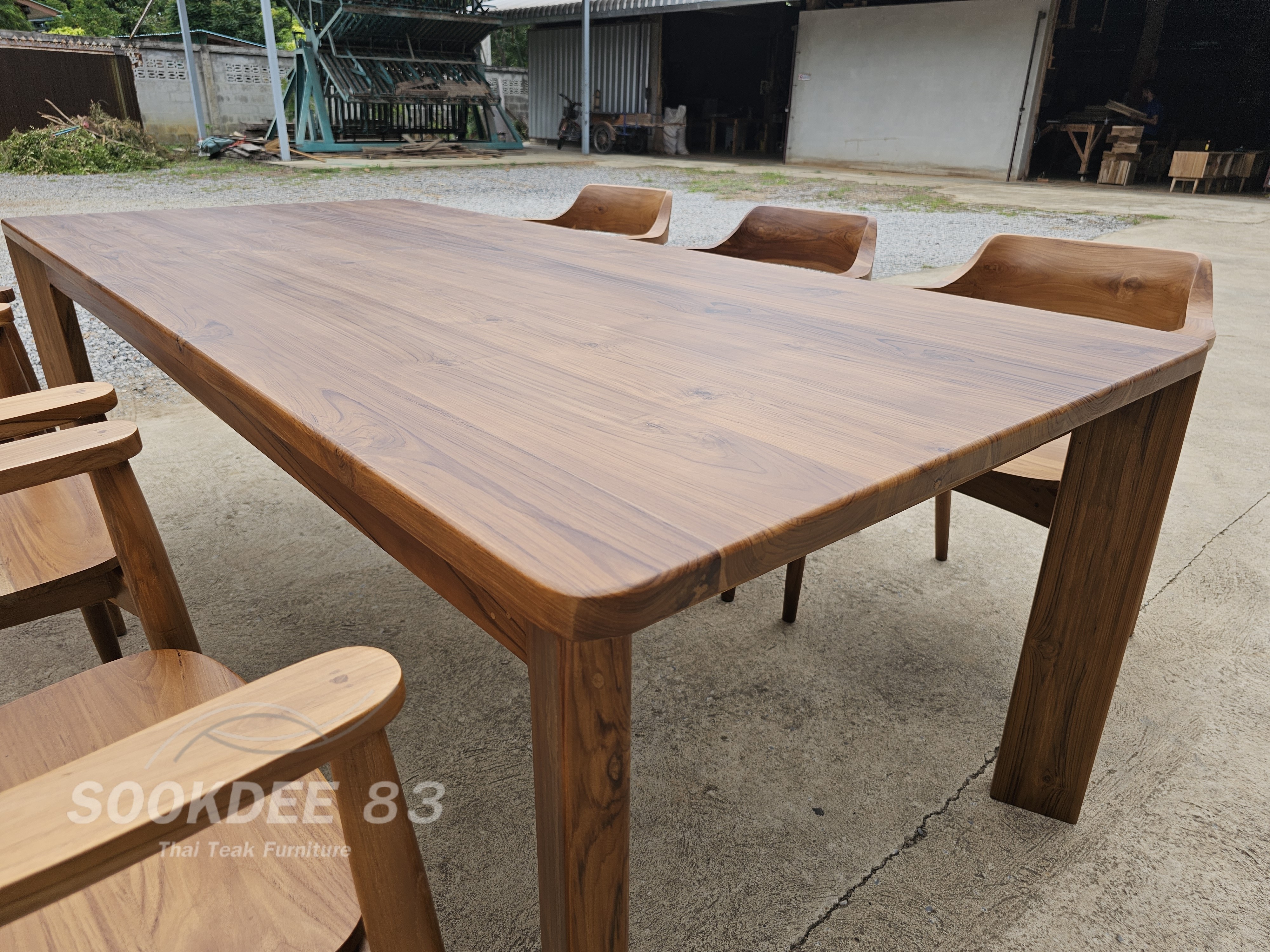 ชุดกินข้าวโต๊ะขาระพี 2 ม. เก้าอี้ฮิโรชิมา 6 ตัว