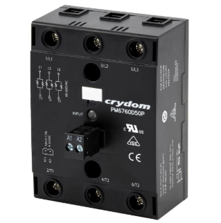 Crydom Solid State Relays - Industrial Mount SSR Relay, 3-Phase, Panel Mount, 600VAC/50A, 90-280VAC/DC In, Instantaneous