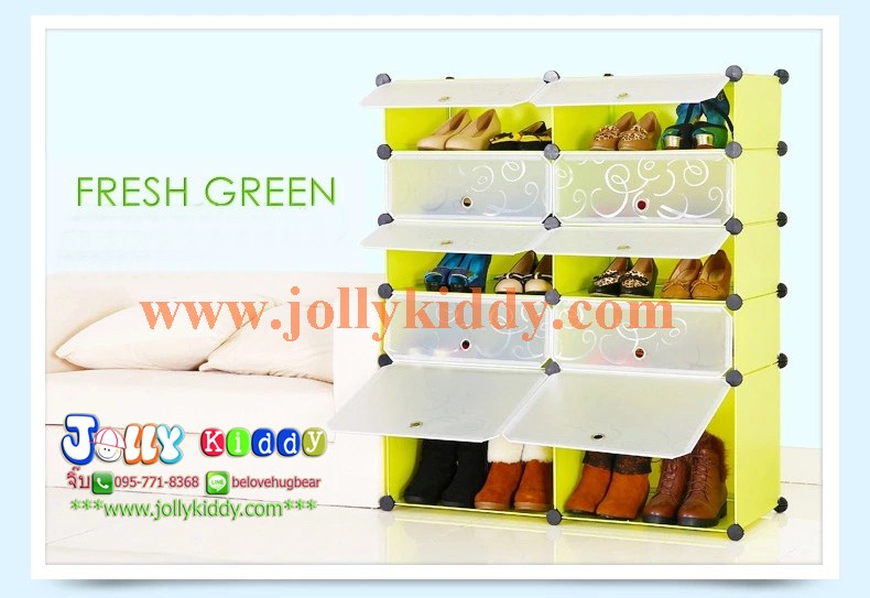 A10112 ตู้เก็บรองเท้า DIY ( 4+1) ช่อง สีเขียว