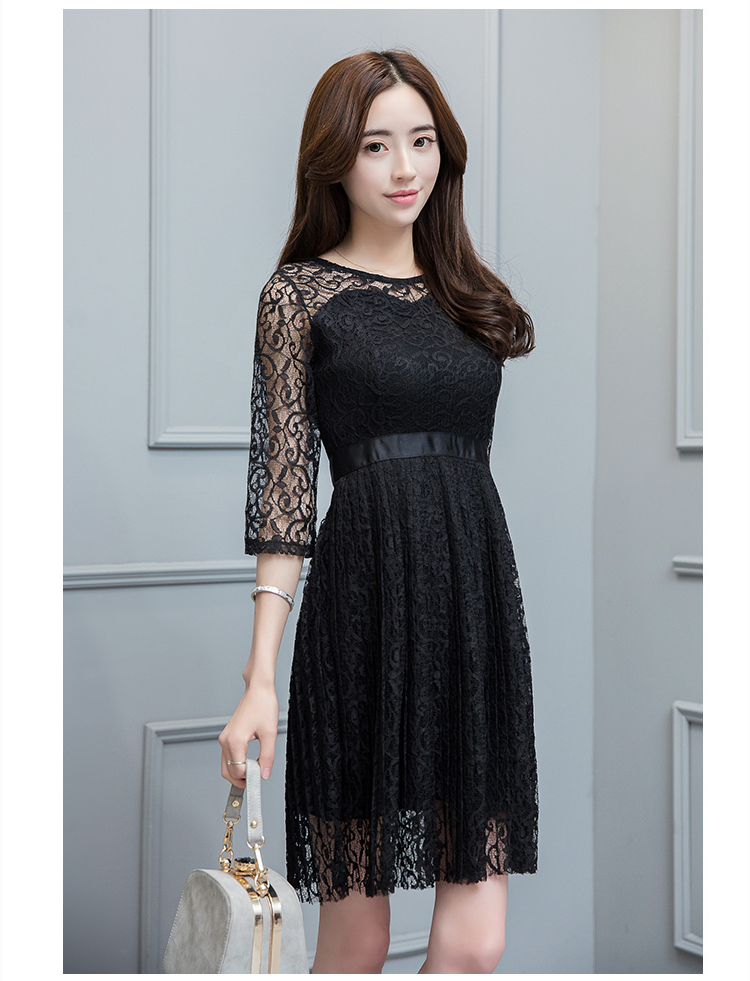 ชุดเดรสผ้าลูกไม้สีดำ ส่งฟรี ems