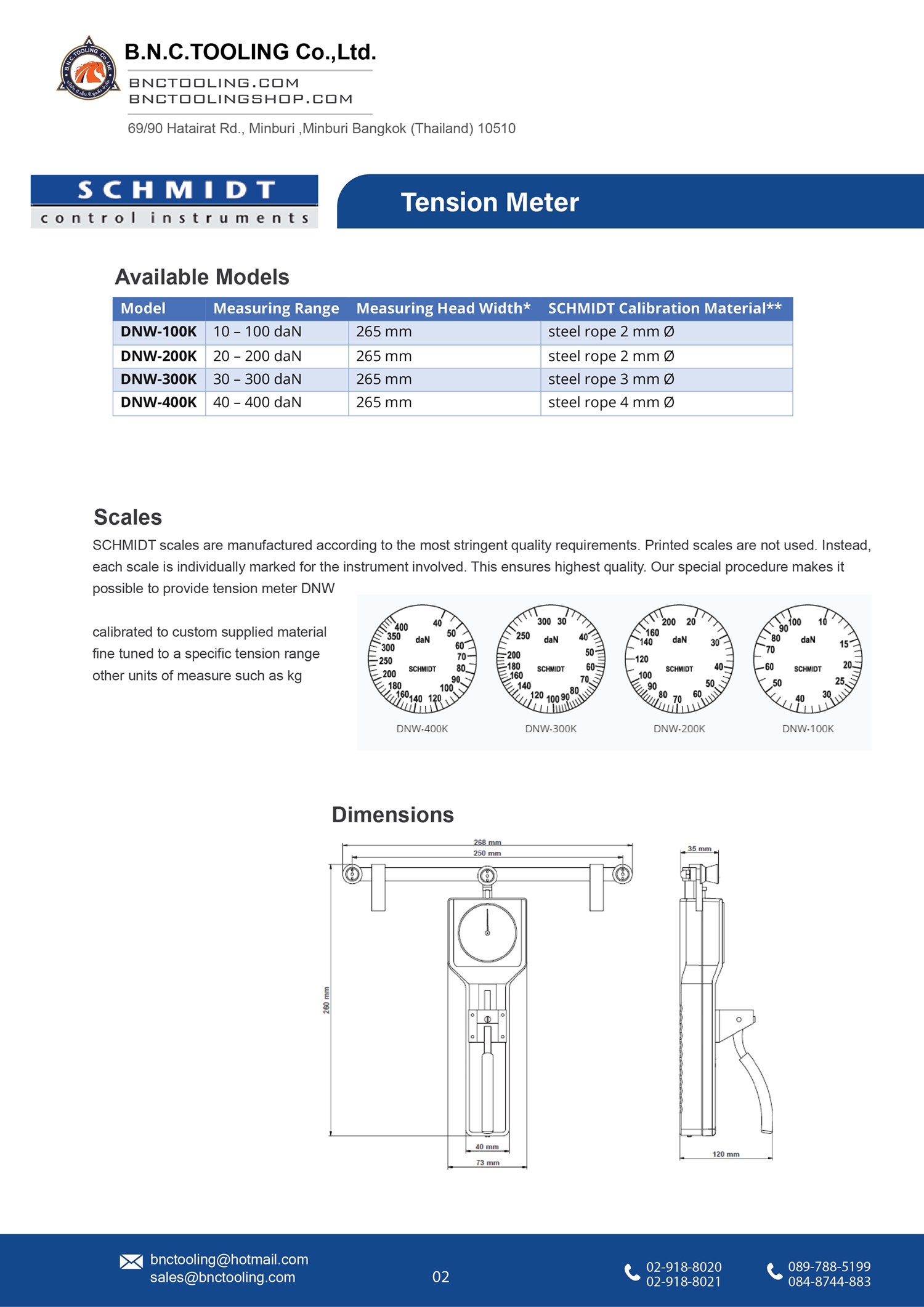 SCHMIDT,4 Tension ranges available from 10-100daN up to 40-400daN,DNW