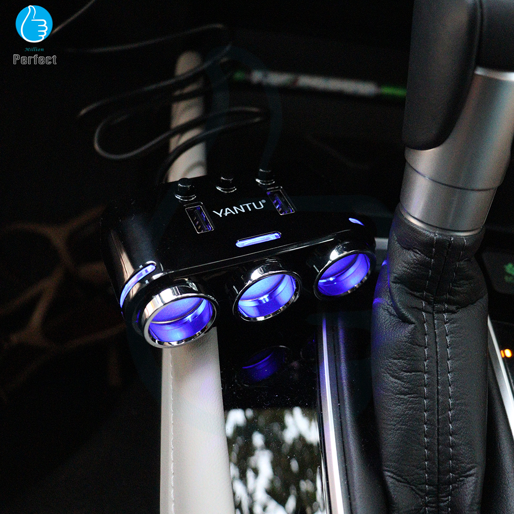 YANTU Car Charger เพิ่มจุดบุรี่ 3 ช่อง USB 2 port ในรถยนต์ YANTU รุ่น B39 มีสาย