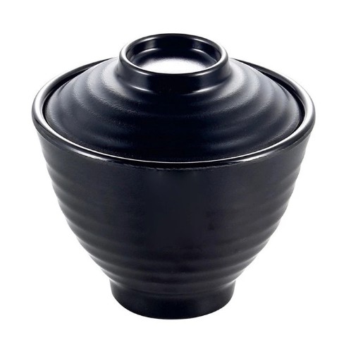 ถ้วยซุปมิโซะ ถ้วยซุปมิโสะ ญี่ปุ่น มีฝาปิดมีลอน ดำด้าน ดำแดง กระดองเต่า ขนาด 4 นิ้ว