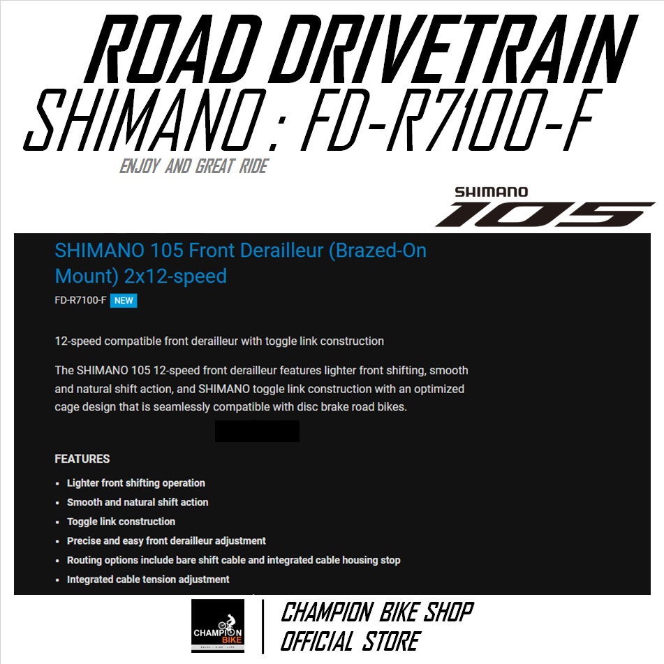 สับจานเสือหมอบ SHIMANO 105 R7100 FD-R7100-F 2x12SPEED ROAD FRONT DERAILLEUR