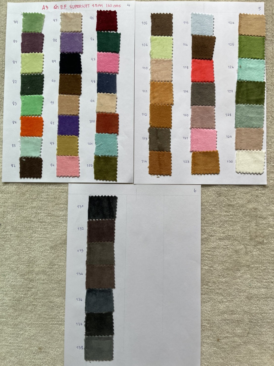 ผ้าขน ผ้าขนสั้น 1.5 มม supersoft E.F. Velour ผ้าทำตุ๊กตา ผ้าทำหมอน หน้า ุ62"