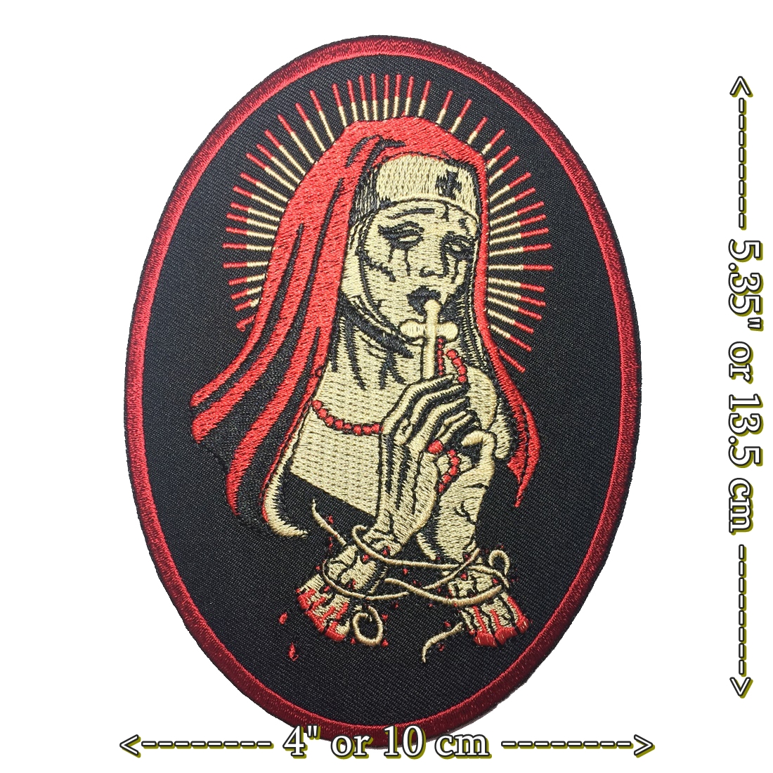 แม่ชีแห่งความตาย ตัวรีดติดเสื้อ อาร์มรีด อาร์มปัก ตกแต่งเสื้อผ้า หมวก กระเป๋า แจ๊คเก็ตยีนส์ Dark Embroidered Iron on Patch