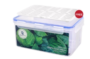 Double Lock กล่องถนอมอาหาร ฟรีตะแกรงพลาสติก รุ่น 9514 ความจุ 7350 ml.