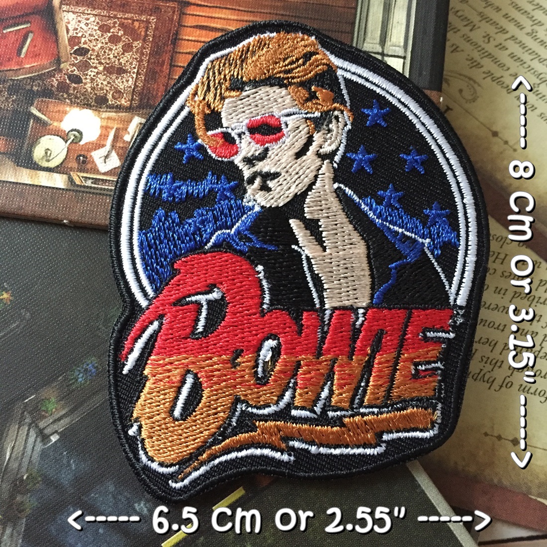 Bowie วงดนตรี ร็อค เฮฟวี่เมทัล พังค์ ตัวรีดแบบปัก อาร์มปัก ตัวรีดติดเสื้อ ตัวรีด ติดกระเป๋า ติดหมวก ติดแจ๊คเก็ต Rock Iron on Embroidered Patch