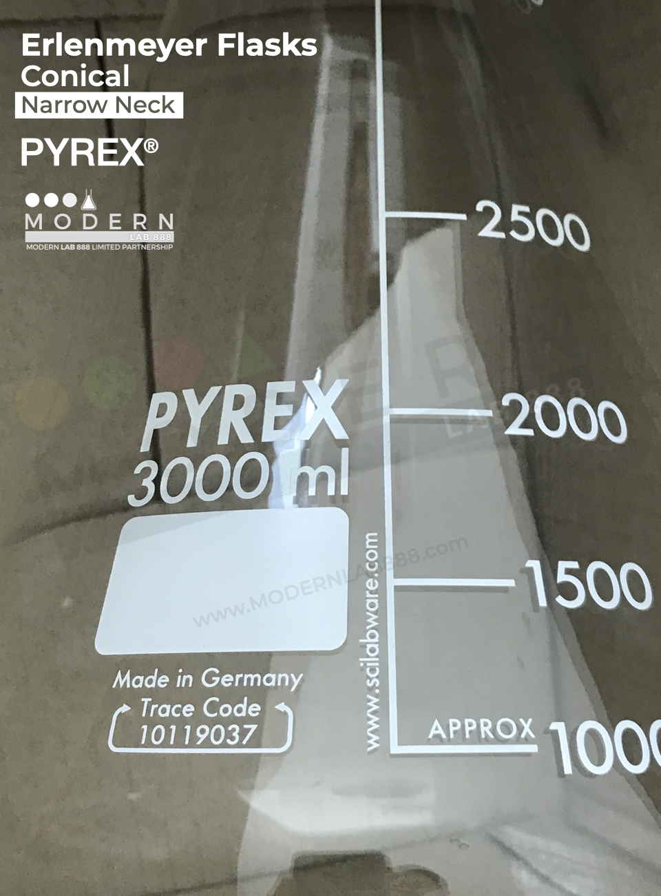 ขวดรูปชมพู่ / Erlenmeyer Flasks, Conical, Narrow Neck, PYREX