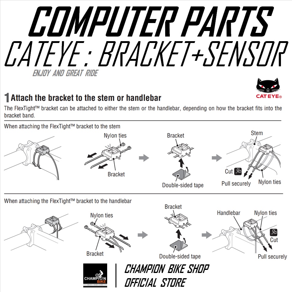 อะไหล่สายเซ็นเซอร์วัดความเร็วพร้อมฐานยึดไมล์ สำหรับไมล์จักรยาน CATEYE : BRACKET+SERSOR FOR CATEYE BIKE COMPUTER VELO7 VELO9