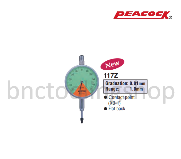 ไดอัลเกจ ขนาด 1.0มิล ความละเอียด 0.01มิล,One Revolution Dial Gauges Range 1.0mm Graduation 0.01mm,Peacock,117Z